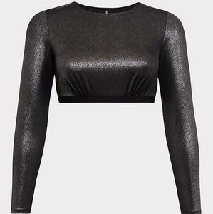 Torrid Silver Metallic Long Sleeve Crop Top